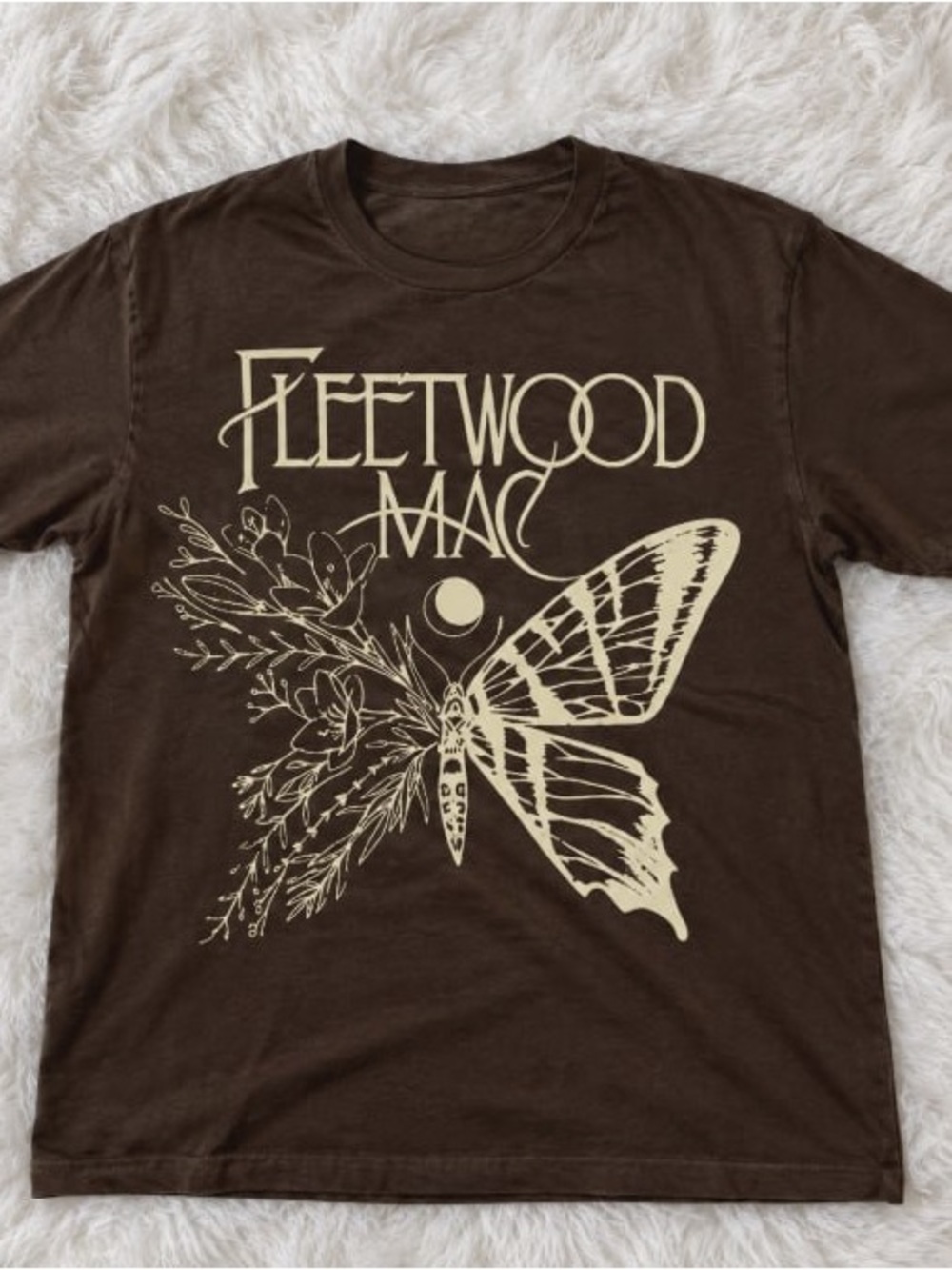 Fleetwood Mac Moth Gildan Brown Graphic Tee